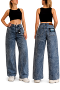 Urban Classics Damen Jeans Kordelzug blau, bequeme Damenjeans, Streetwear Jeans Damen