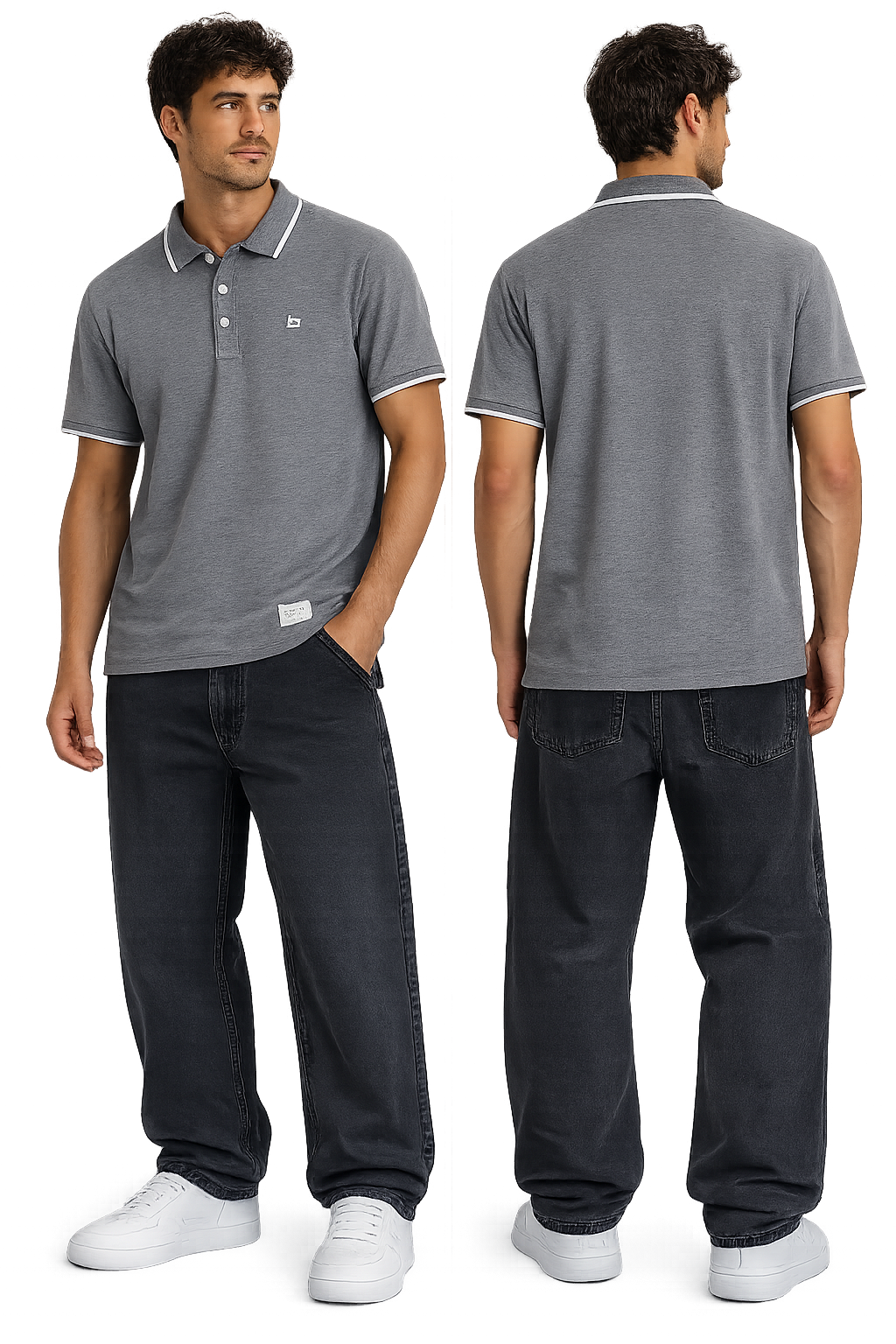 BLEND Herren  Poloshirt Baumwolle, Herren Polo Grau Beige