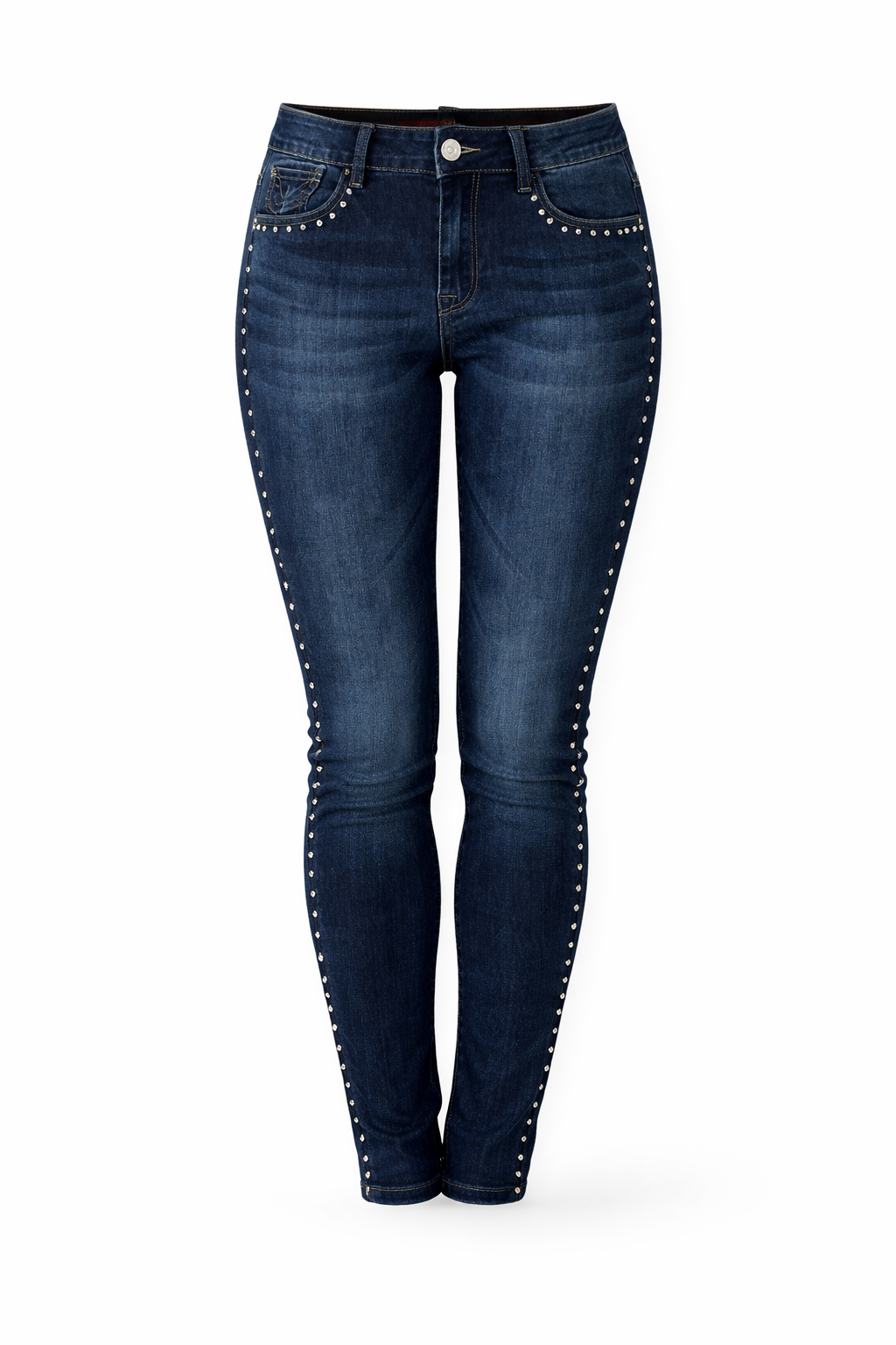 Fornarina Damen Jeans Skinny Slim Fit Stretch Blau mit Nieten