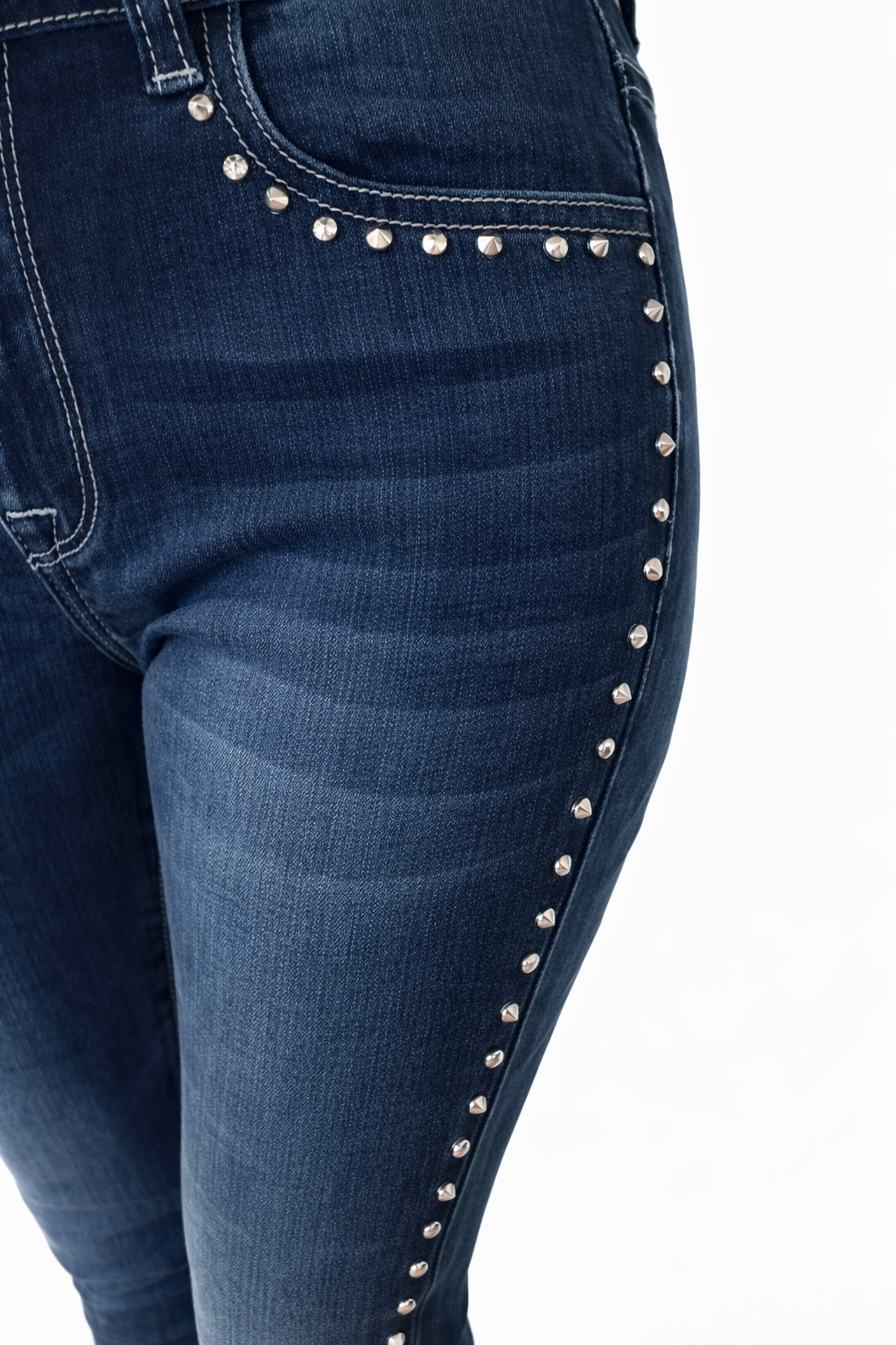 Fornarina Damen Jeans Skinny Slim Fit Stretch Blau mit Nieten