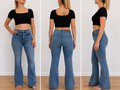 Urban Classics Damen Jeans Stretch blau, Damenjeans gesteppte Taschen, Streetwear Jeans Damen
