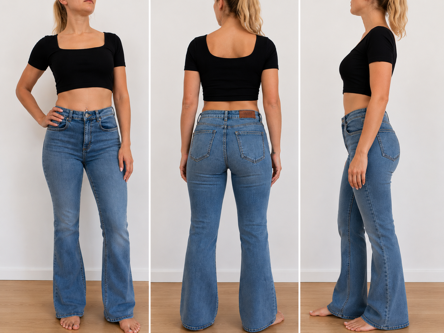 Urban Classics Damen Jeans Stretch blau, Damenjeans gesteppte Taschen, Streetwear Jeans Damen