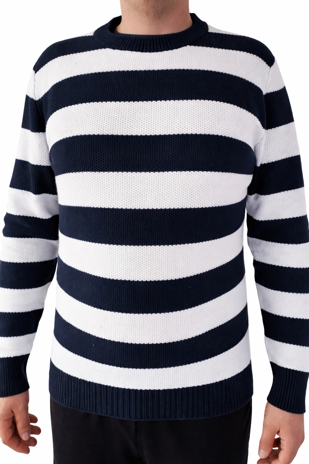 Esprit Herren Pullover Weiß-Blau Gestreift – Strickpullover